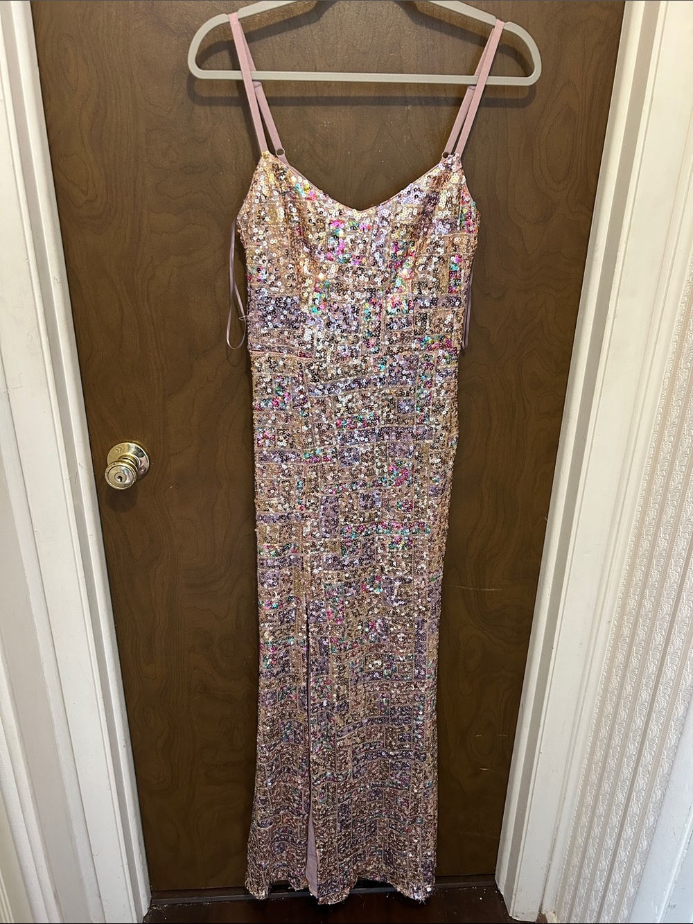 Dress the Population Tori Sequin Mermaid Dress with Leg Slit Size Medium